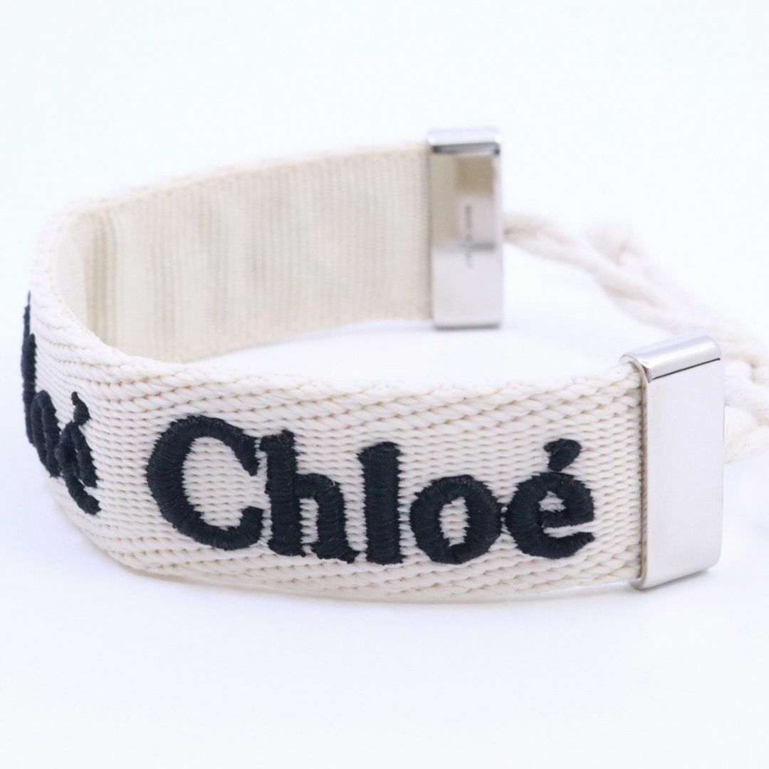 Chloe(クロエ)のChloe クロエ Woody ブレスレット リネン/コットン ホワイト×ブラック レディースのアクセサリー(ブレスレット/バングル)の商品写真