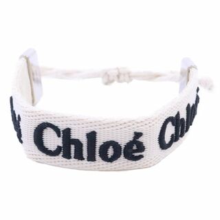 クロエ(Chloe)のChloe クロエ Woody ブレスレット リネン/コットン ホワイト×ブラック(ブレスレット/バングル)