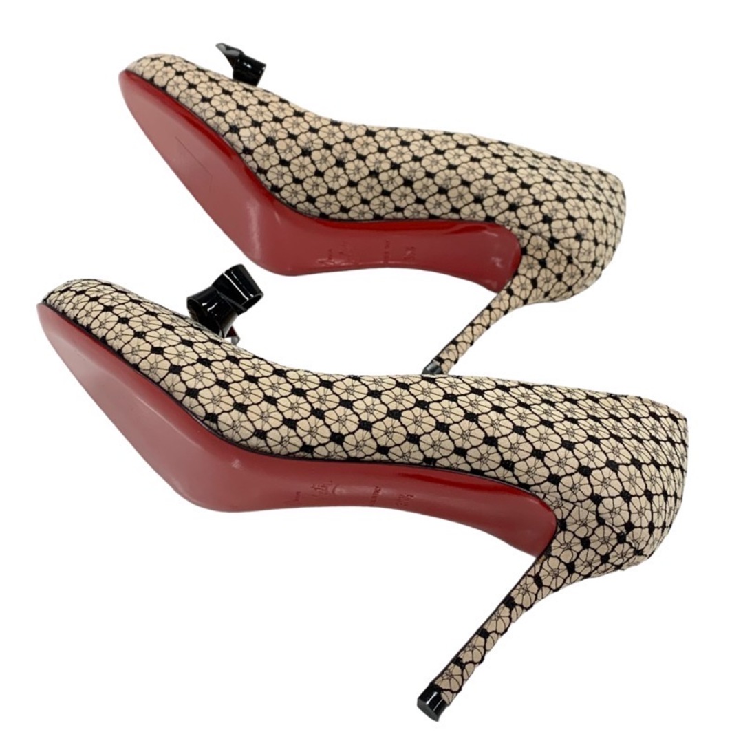 Christian Louboutin(クリスチャンルブタン)の未使用 クリスチャンルブタン Christian Louboutin VINODO パンプス 靴 シューズ リボン レース ベージュ レディースの靴/シューズ(ハイヒール/パンプス)の商品写真