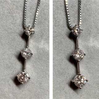 Pt900/850 1.0ct 3連ダイヤモンドネックレス(ネックレス)