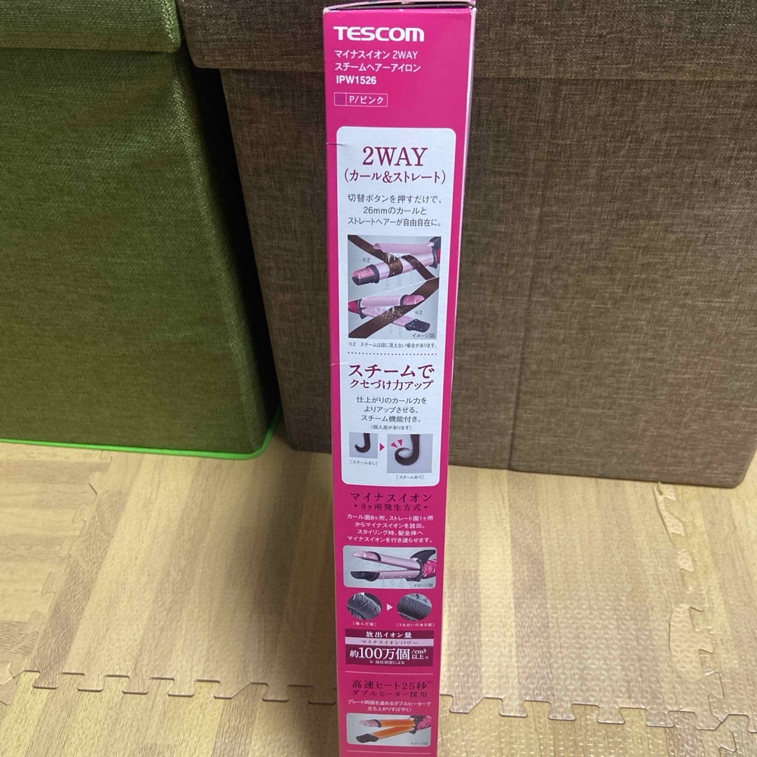 TESCOM(テスコム)のテスコム マイナスイオン2ウェイスチームヘアーアイロン 26mm ピンク IPW スマホ/家電/カメラの美容/健康(ヘアアイロン)の商品写真