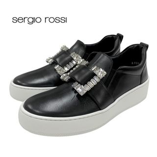 Sergio Rossi - セルジオロッシ sergio rossi TWENTY SPORT スニーカー スリッポン 靴 シューズ ビジュー バックル レザー ブラック 黒