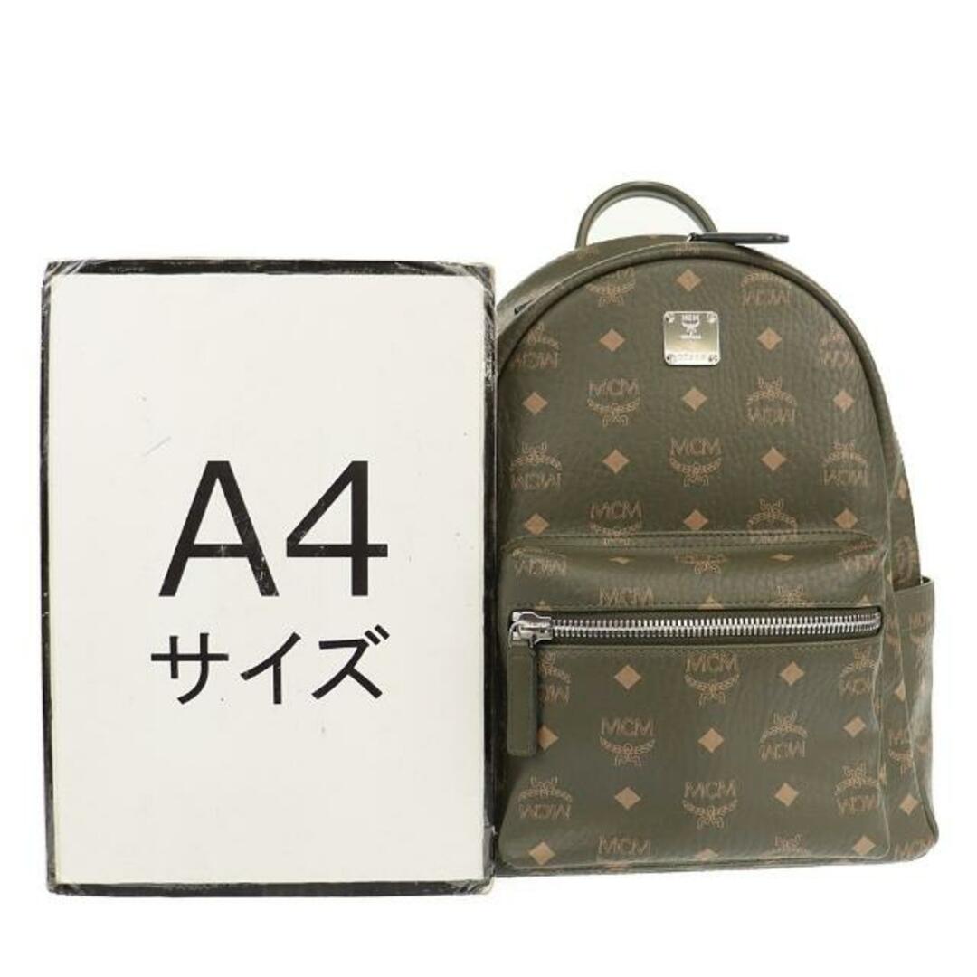 MCM(エムシーエム)のエムシーエム バックパック ロゴ 中古 カーキ レザー MCM 【中古】 | 緑 ユニセックス バック カジュアル ファッション リュックサック 鞄 ブランド Aランク メンズのバッグ(バッグパック/リュック)の商品写真