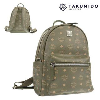 エムシーエム(MCM)のエムシーエム バックパック ロゴ 中古 カーキ レザー MCM 【中古】 | 緑 ユニセックス バック カジュアル ファッション リュックサック 鞄 ブランド Aランク(バッグパック/リュック)