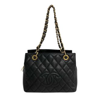 シャネル(CHANEL)の極 美品 シール有 14番台 CHANEL シャネル キャビアスキン マトラッセ レザー チェーン ハンドバッグ ミニ トートバッグ ブラック 黒 28188(ハンドバッグ)