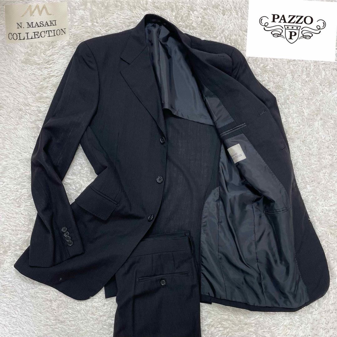 PAZZO(パッゾ)の希少　PAZZO N.MASAKI スーツ　セットアップ　シャドーストライプ48 メンズのスーツ(セットアップ)の商品写真