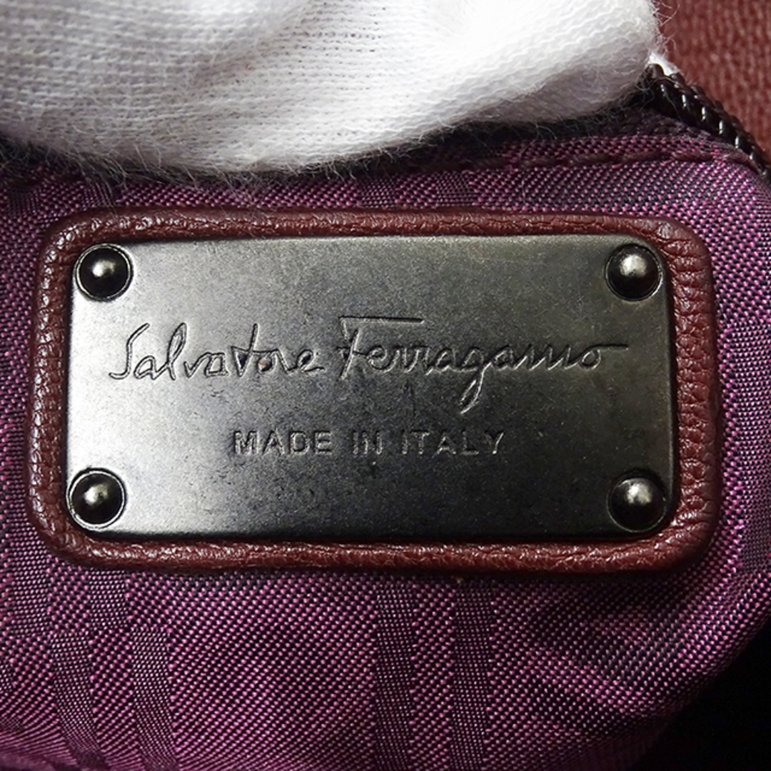 Salvatore Ferragamo(サルヴァトーレフェラガモ)のフェラガモ  Ferragamo バッグ レディース ブランド ガンチーニ トートバッグ  スエード ボルドー オレンジ 大きめ a4 おしゃれ 柄  おでかけ 旅行 赤  【中古】 レディースのバッグ(トートバッグ)の商品写真