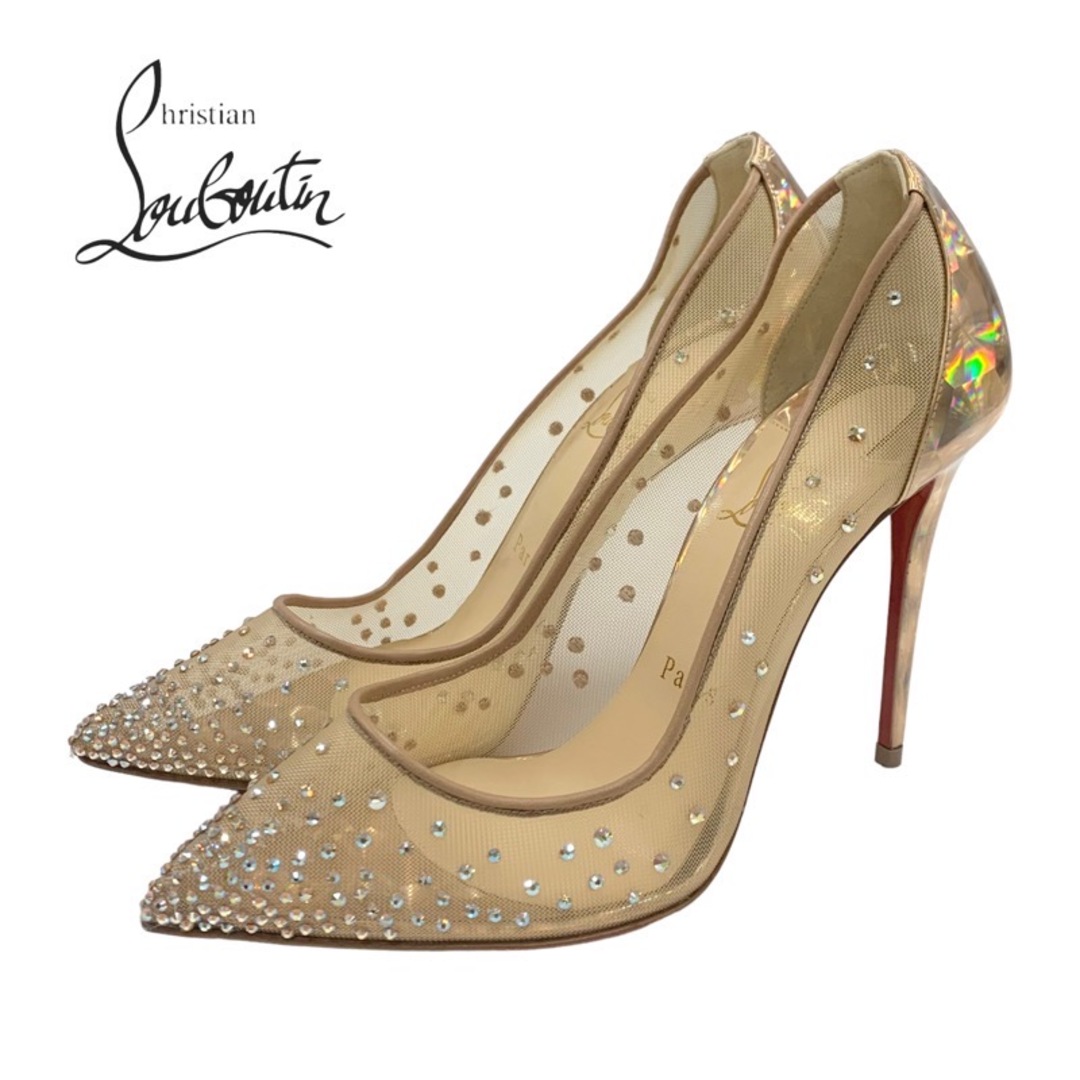 Christian Louboutin(クリスチャンルブタン)のクリスチャンルブタン Christian Louboutin FOLLIES STRASS パンプス メッシュ パテント ベージュ 未使用 ラインストーン メタリック パーティーシューズ レディースの靴/シューズ(ハイヒール/パンプス)の商品写真