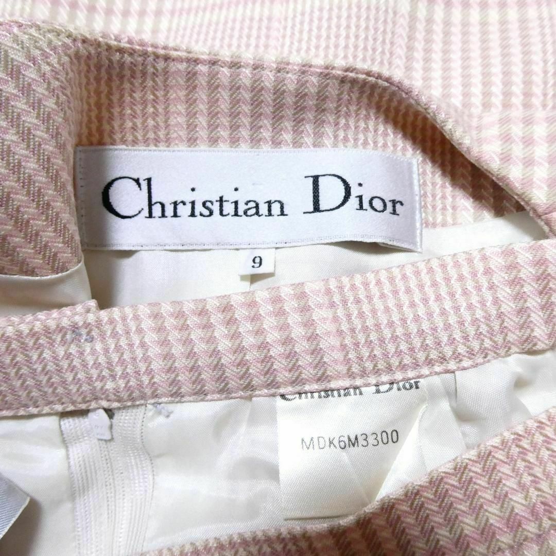 Christian Dior(クリスチャンディオール)の美品 Christian Dior シルク混 グレンチェック柄 セットアップ レディースのフォーマル/ドレス(スーツ)の商品写真