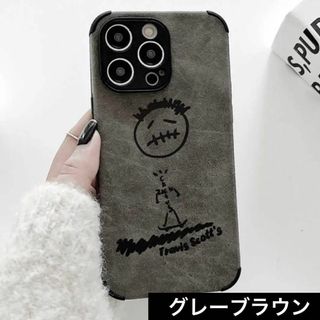 トラビススコット iPhoneケース レザー リアル 高級スエード　GB(iPhoneケース)