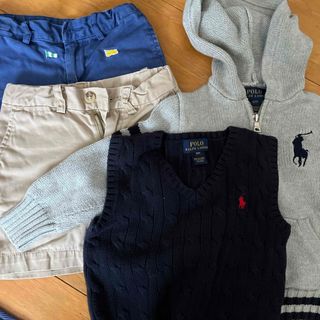 POLO ハーフパンツ、ニットパーカー、ベスト