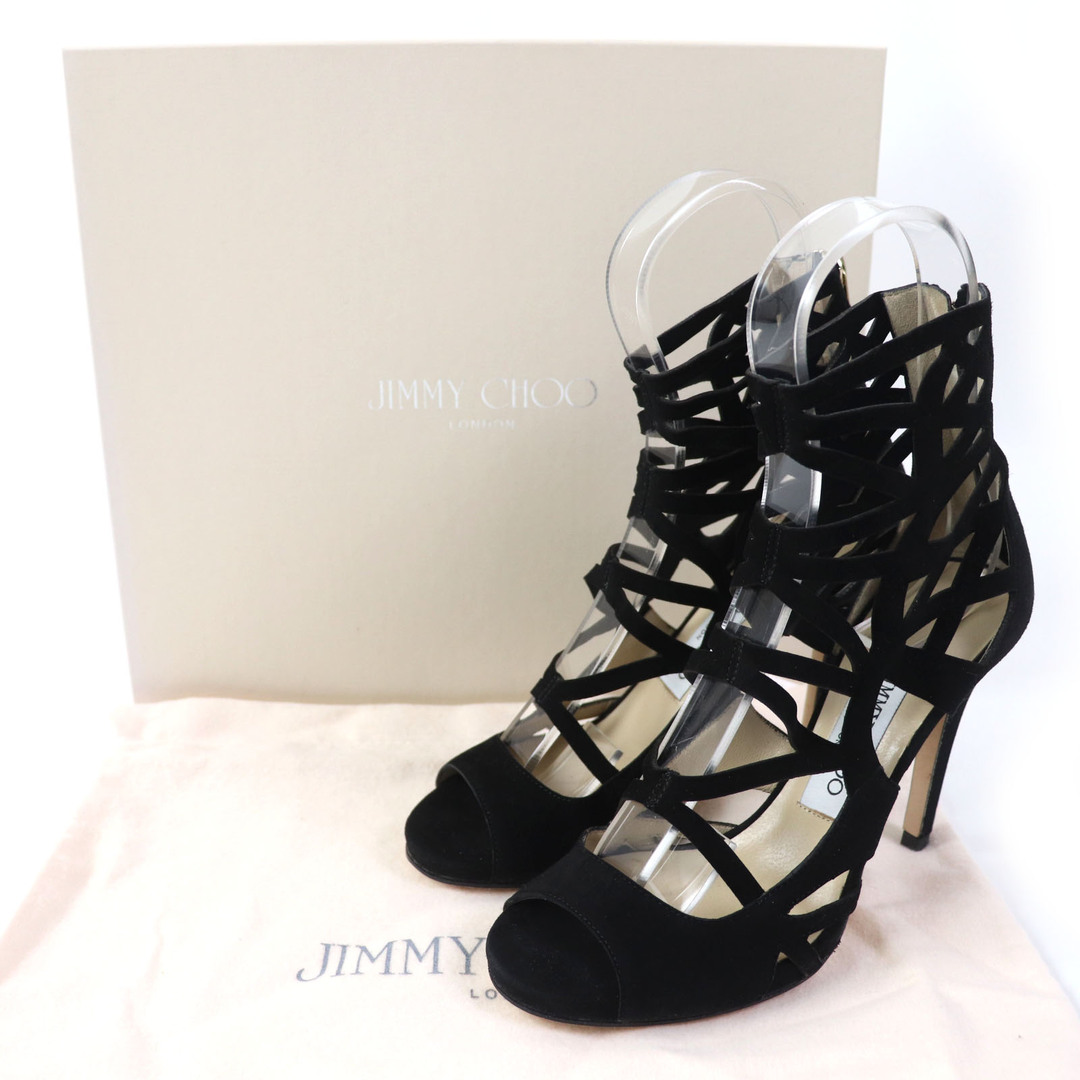 JIMMY CHOO(ジミーチュウ)の【ドンドン見直し】極美品△JIMMY CHOO ジミーチュウ スウェード VERDICT バックジップ ケージサンダル ハイヒール ブラック 36 箱・保存袋付き イタリア製 レディース レディースの靴/シューズ(サンダル)の商品写真