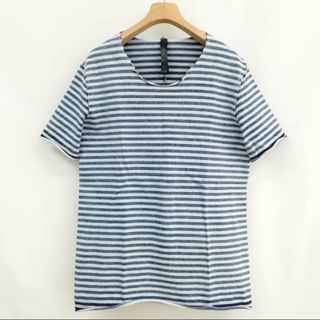 ダブルジェーケー(wjk)の7819 インディゴ染 ボーダー カットソー Tシャツ 半袖 L(Tシャツ/カットソー(半袖/袖なし))