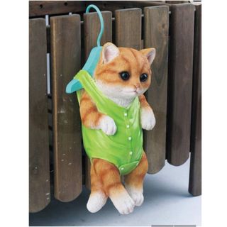 【新品·未使用】 【ねこ、反省中】 ハンガー猫 オブジェ 置物(置物)