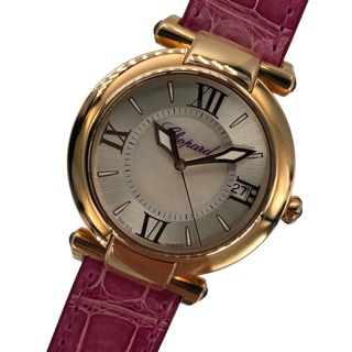 ショパール(Chopard)の　ショパール Chopard インペリアーレ ホワイトシェル 384822-5001 ゴールド×ピンク K18PG/アリゲーターレザーベルト 自動巻き レディース 腕時計(腕時計)
