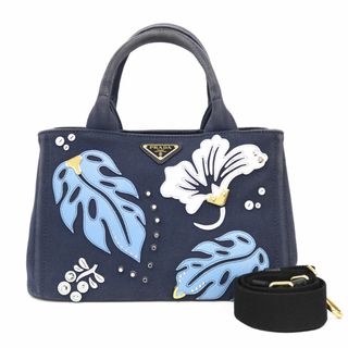 プラダ(PRADA)のプラダ カナパトート ショルダーバッグ キャンバス ブルー レディース PRADA  中古(ショルダーバッグ)