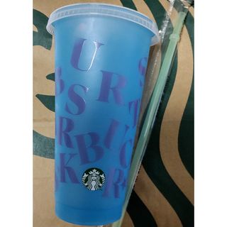 スターバックス(Starbucks)のミステリーカラーチェンジングリユーザブルコールドカップ ブルー(グラス/カップ)