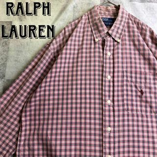 POLO RALPH LAUREN - 美品 90s ポロバイラルフローレン BDシャツ タータンチェック レッド L