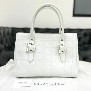 クリスチャンディオール(Christian Dior)の美品☆　ディオール　ラムスキン　白　カナージュ　トートバッグ(トートバッグ)