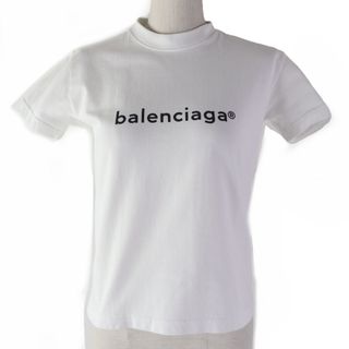 バレンシアガ(Balenciaga)の美品☆BALENCIAGA バレンシアガ 2020年製 612964 コットン100％ フロントロゴプリント 半袖Ｔシャツ ホワイト XS 正規品 レディース(Tシャツ(半袖/袖なし))