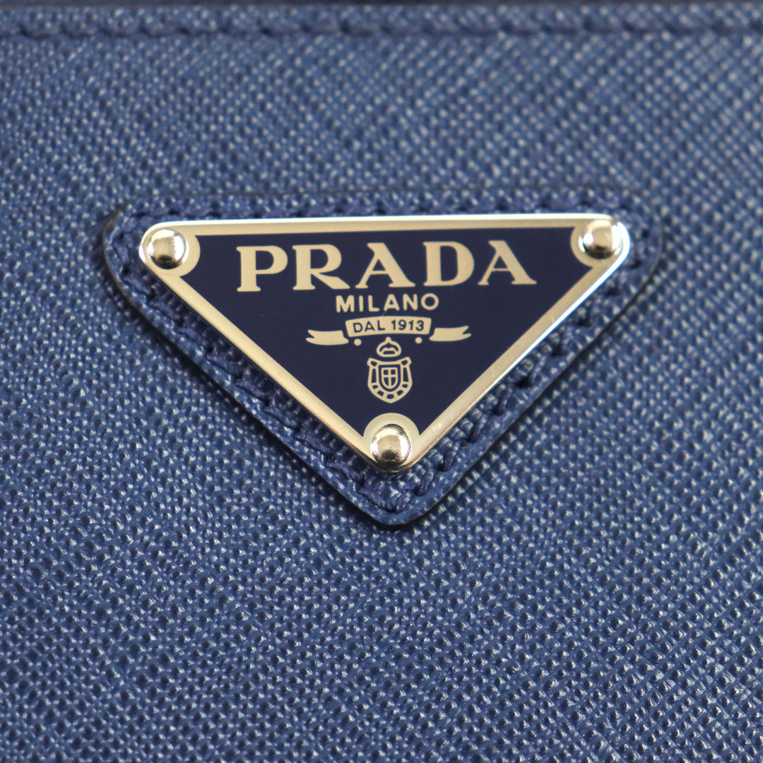 PRADA(プラダ)の極美品▼PRADA プラダ 2VH067 ブリック サフィアーノ/レザー 三角ロゴ 2WAY バッグ ショルダーバッグ ネイビー シルバー金具 保存袋付き イタリア製 メンズ メンズのバッグ(ショルダーバッグ)の商品写真