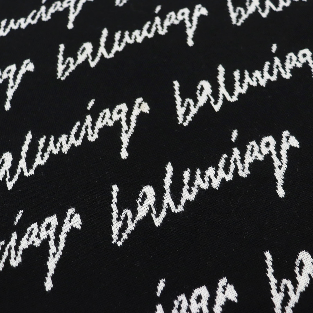 Balenciaga(バレンシアガ)の美品○BALENCIAGA バレンシアガ 20AW 625984 T3184  オールオーバーロゴ オーバーサイズ スクリブルクルーネック ジャガードニット/セーター ブラック ホワイト S イタリア製 正規品 メンズ メンズのトップス(ニット/セーター)の商品写真