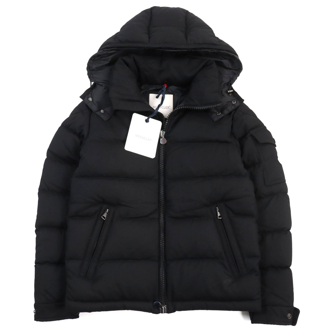 MONCLER(モンクレール)の美品○MONCLER モンクレール 18-19AW D20914033805 54272 MONTGENEVRE GIUBBOTTO ウール100% ロゴワッペン フーデッド ダブルジップ ダウンジャケット ブラック 0 正規品 メンズ メンズのジャケット/アウター(ダウンジャケット)の商品写真