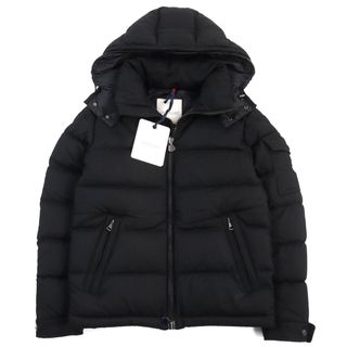 モンクレール(MONCLER)の美品○MONCLER モンクレール 18-19AW D20914033805 54272 MONTGENEVRE GIUBBOTTO ウール100% ロゴワッペン フーデッド ダブルジップ ダウンジャケット ブラック 0 正規品 メンズ(ダウンジャケット)