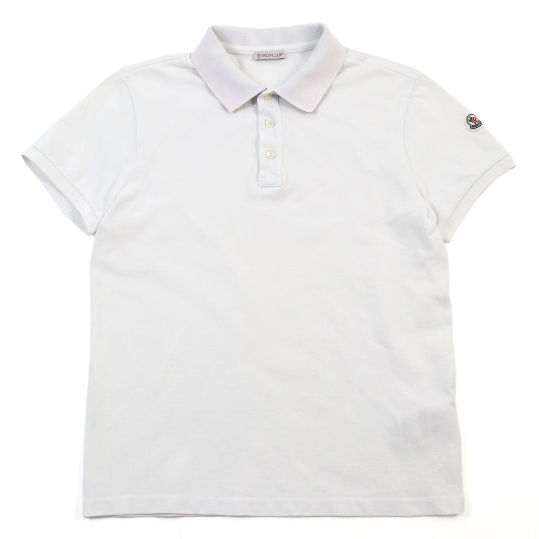 MONCLER(モンクレール)の美品○MONCLER モンクレール 2020年製 F20918470510 84556 MAGLIA POLO MANICA CORTA コットン100% 襟ロゴ入り ロゴワッペン付き シェルボタン 鹿の子地 半袖ポロシャツ ホワイト S 正規品 メンズ メンズのトップス(ポロシャツ)の商品写真