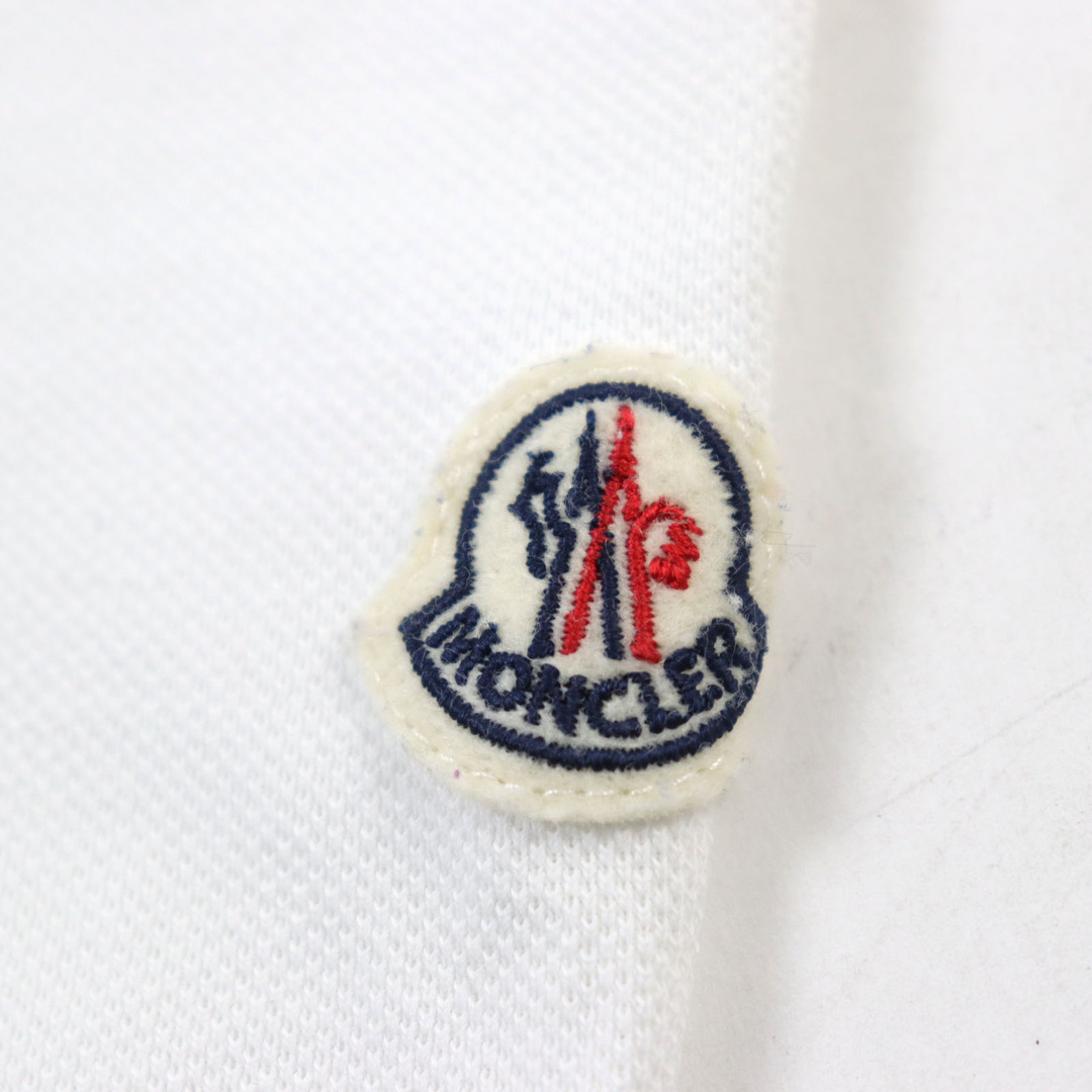 MONCLER(モンクレール)の美品○MONCLER モンクレール 2020年製 F20918470510 84556 MAGLIA POLO MANICA CORTA コットン100% 襟ロゴ入り ロゴワッペン付き シェルボタン 鹿の子地 半袖ポロシャツ ホワイト S 正規品 メンズ メンズのトップス(ポロシャツ)の商品写真