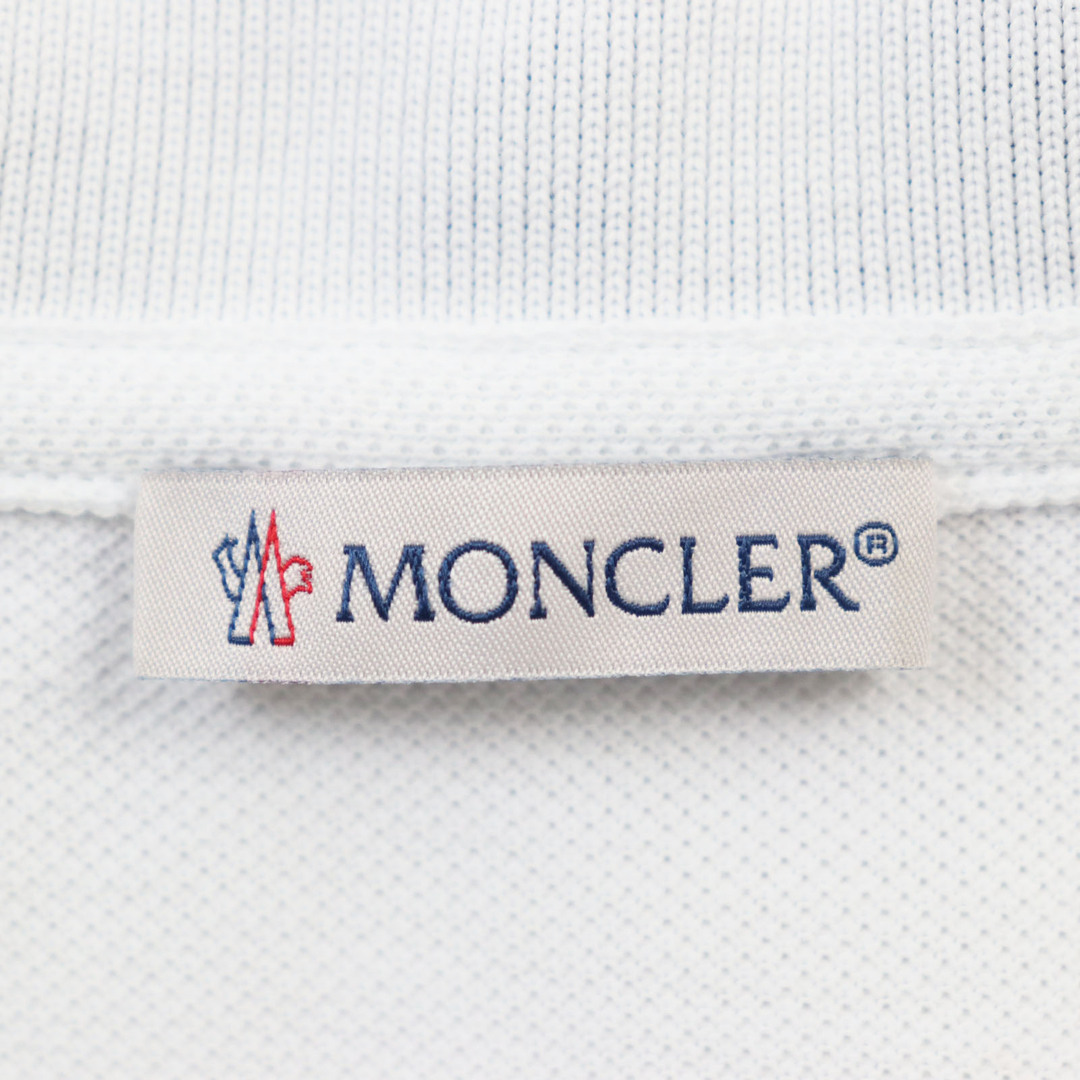 MONCLER(モンクレール)の美品○MONCLER モンクレール 2020年製 F20918470510 84556 MAGLIA POLO MANICA CORTA コットン100% 襟ロゴ入り ロゴワッペン付き シェルボタン 鹿の子地 半袖ポロシャツ ホワイト S 正規品 メンズ メンズのトップス(ポロシャツ)の商品写真