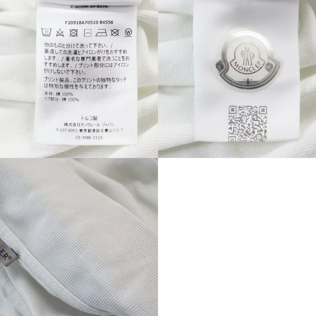 MONCLER(モンクレール)の美品○MONCLER モンクレール 2020年製 F20918470510 84556 MAGLIA POLO MANICA CORTA コットン100% 襟ロゴ入り ロゴワッペン付き シェルボタン 鹿の子地 半袖ポロシャツ ホワイト S 正規品 メンズ メンズのトップス(ポロシャツ)の商品写真