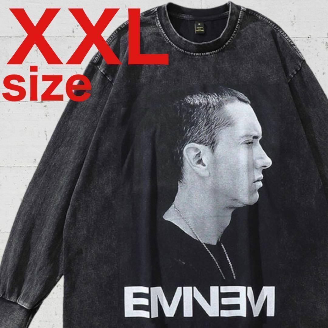 EMINEM　エミネム　BIGモノクロ　ラップ　長袖　Tシャツ　ブラック　XXL メンズのトップス(Tシャツ/カットソー(七分/長袖))の商品写真