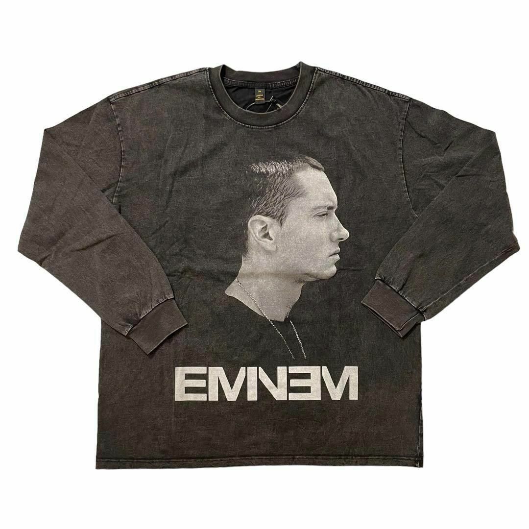 EMINEM　エミネム　BIGモノクロ　ラップ　長袖　Tシャツ　ブラック　XXL メンズのトップス(Tシャツ/カットソー(七分/長袖))の商品写真