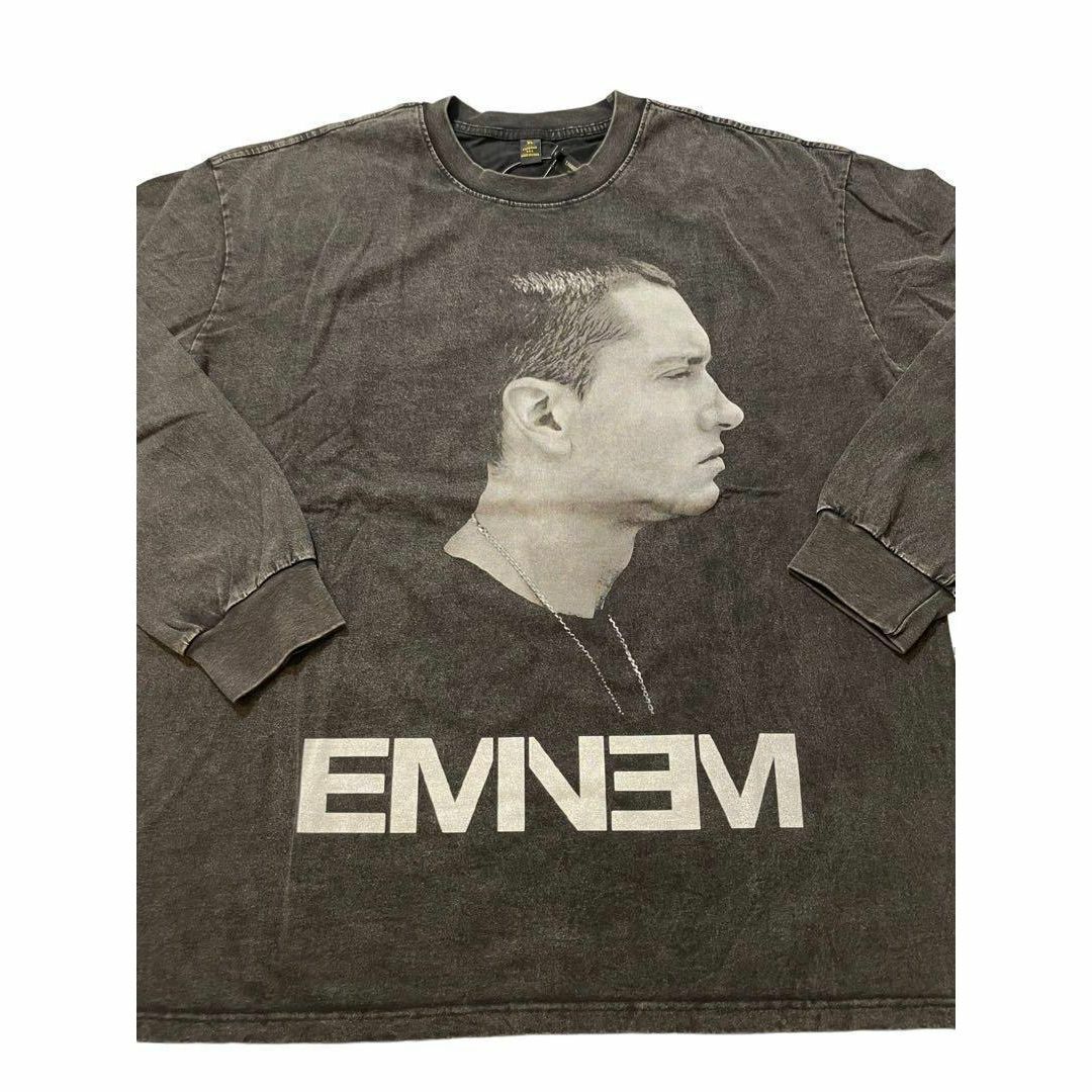 EMINEM　エミネム　BIGモノクロ　ラップ　長袖　Tシャツ　ブラック　XXL メンズのトップス(Tシャツ/カットソー(七分/長袖))の商品写真
