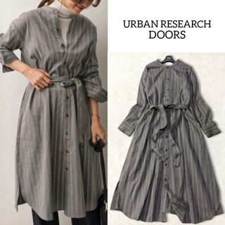 アーバンリサーチドアーズ(URBAN RESEARCH DOORS)のアーバンリサーチドアーズ ✿ ストライプ シャツワンピース ロング グレー 春(ロングワンピース/マキシワンピース)