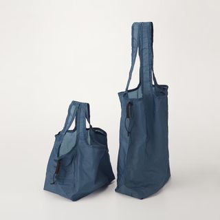 ムジルシリョウヒン(MUJI (無印良品))の無印良品　買い物バッグ マチ広＆ショルダー ２点　エコバック（ネイビー）(エコバッグ)