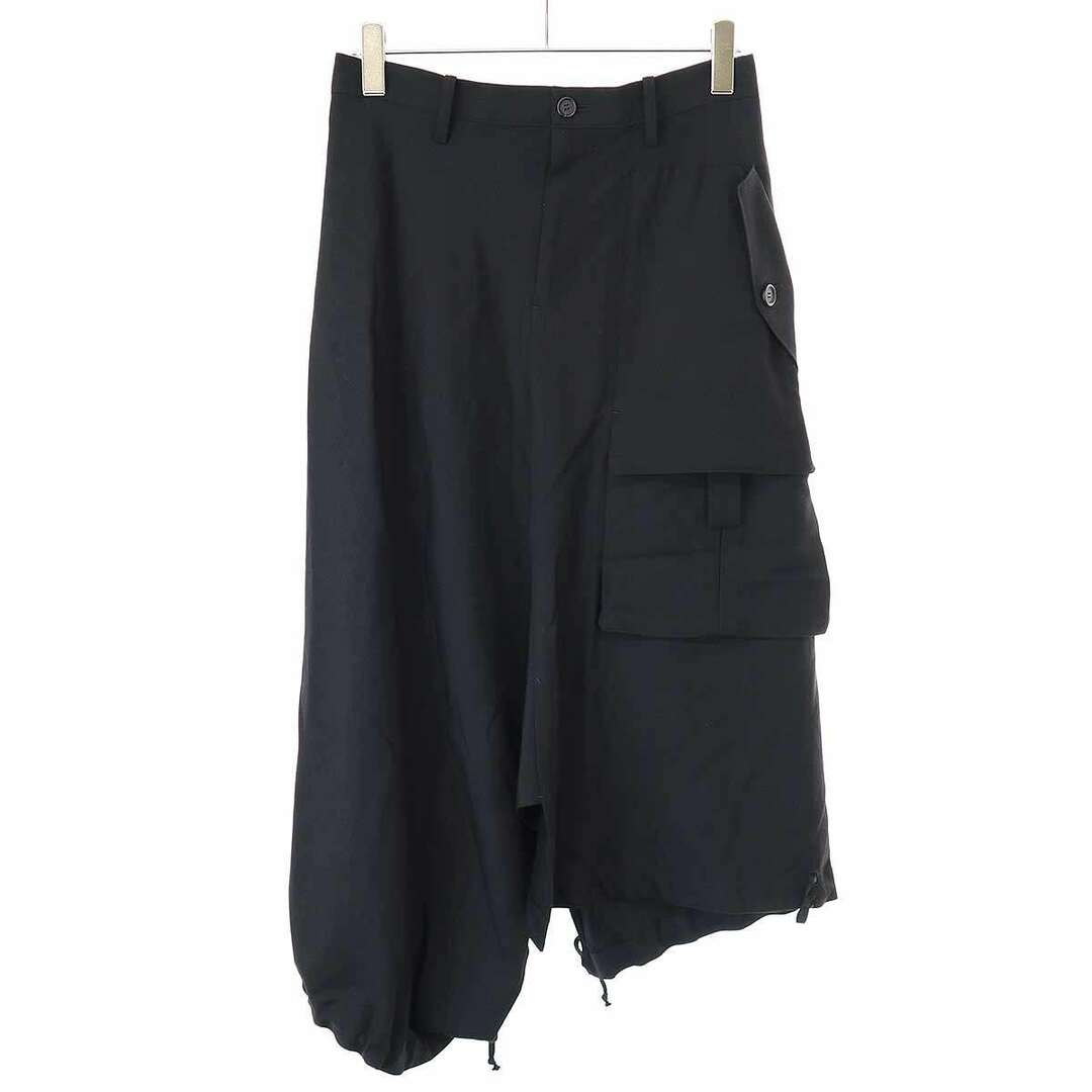 Yohji Yamamoto(ヨウジヤマモト)のREGULATION Yohji Yamamoto レギュレーション ヨウジヤマモト 23AW RAYON GABARDINE HEM DRAWSTRING SKIRT レーヨンギャバジンヘムドローストリングスカート FU-S52-104 ブラック 2 レディースのスカート(ロングスカート)の商品写真