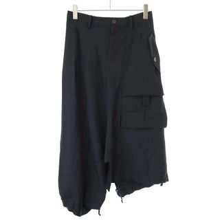 ヨウジヤマモト(Yohji Yamamoto)のREGULATION Yohji Yamamoto レギュレーション ヨウジヤマモト 23AW RAYON GABARDINE HEM DRAWSTRING SKIRT レーヨンギャバジンヘムドローストリングスカート FU-S52-104 ブラック 2(ロングスカート)