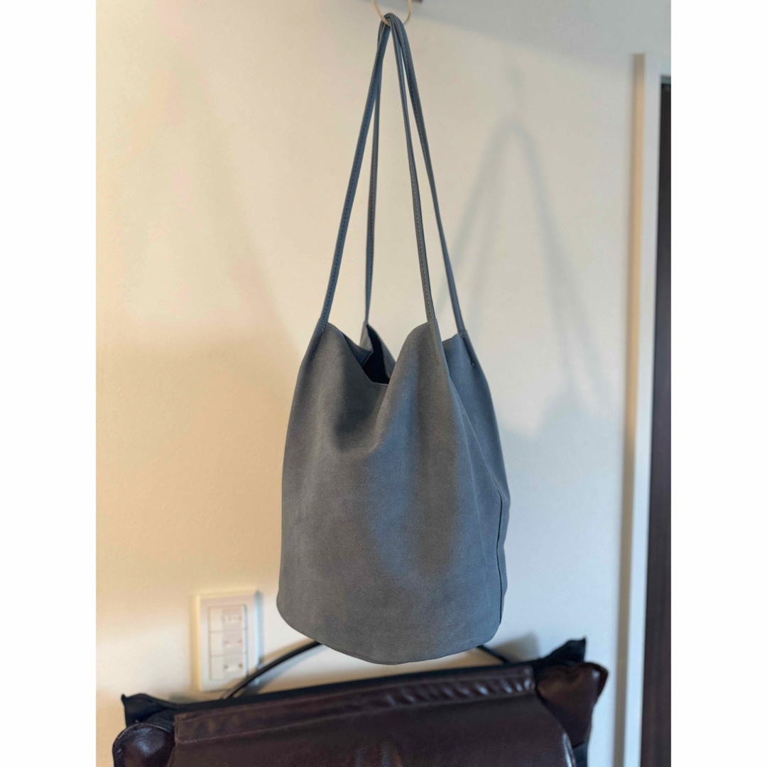 collex(コレックス)のcollexコレックス　ベロア風巾着ショルダーバッグ×内側ボア　ブルー レディースのバッグ(ショルダーバッグ)の商品写真
