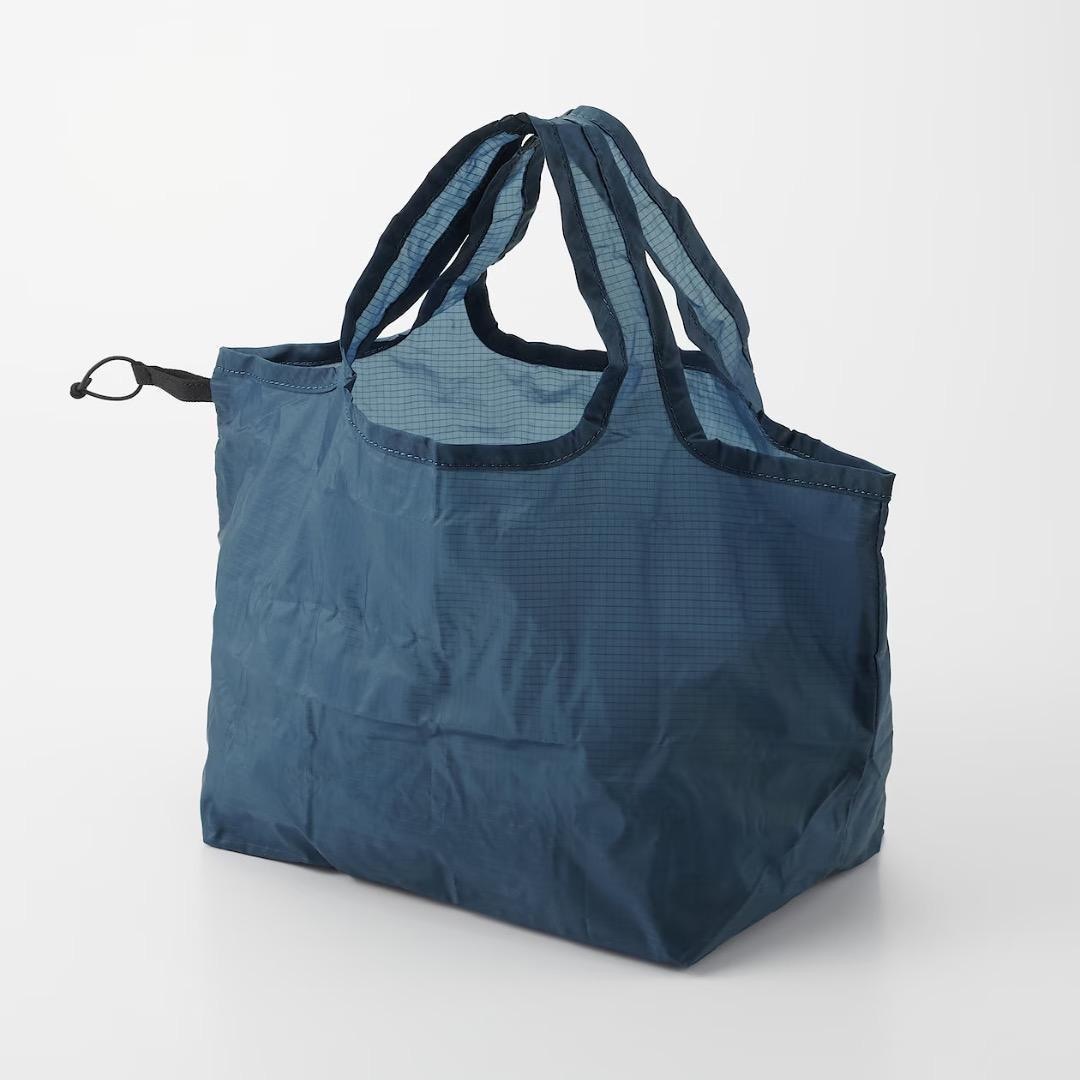 MUJI (無印良品)(ムジルシリョウヒン)の6個　無印良品　ナイロン　買い物バッグ　マチ広（ネイビー・紺色）エコバッグ メンズのバッグ(エコバッグ)の商品写真