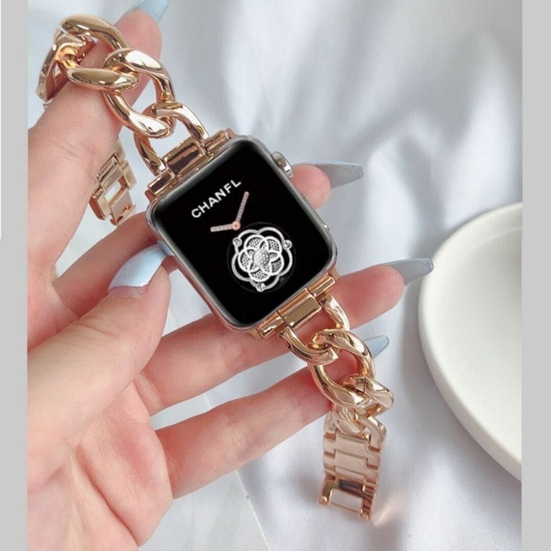 Apple Watch アップル チェーンバンド ピンクゴールド 42mm レディースのファッション小物(腕時計)の商品写真
