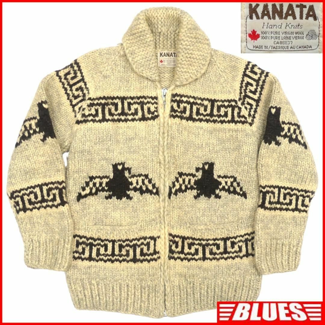 古着屋BLUESカウチン セーター kanata ニット L カナダ製 カナタ HN2084