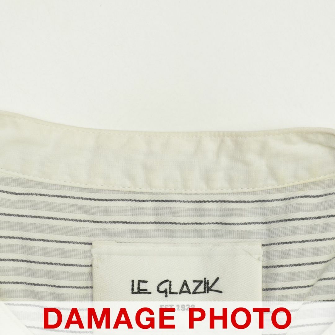 LE GLAZIK(ルグラジック)の【LeGlazik】JL-3697 バンドカラーストライプ半袖シャツ レディースのトップス(シャツ/ブラウス(半袖/袖なし))の商品写真