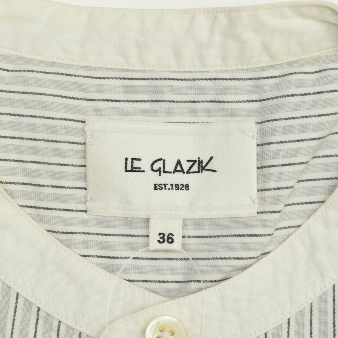 LE GLAZIK(ルグラジック)の【LeGlazik】JL-3697 バンドカラーストライプ半袖シャツ レディースのトップス(シャツ/ブラウス(半袖/袖なし))の商品写真