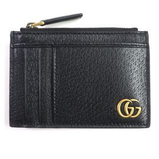 グッチ(Gucci)の未使用品▼GUCCI グッチ 657589 レザー GGマーモント 名刺入れ カードケース ブラック ゴールド金具 箱・保存袋付き イタリア製 メンズ(名刺入れ/定期入れ)