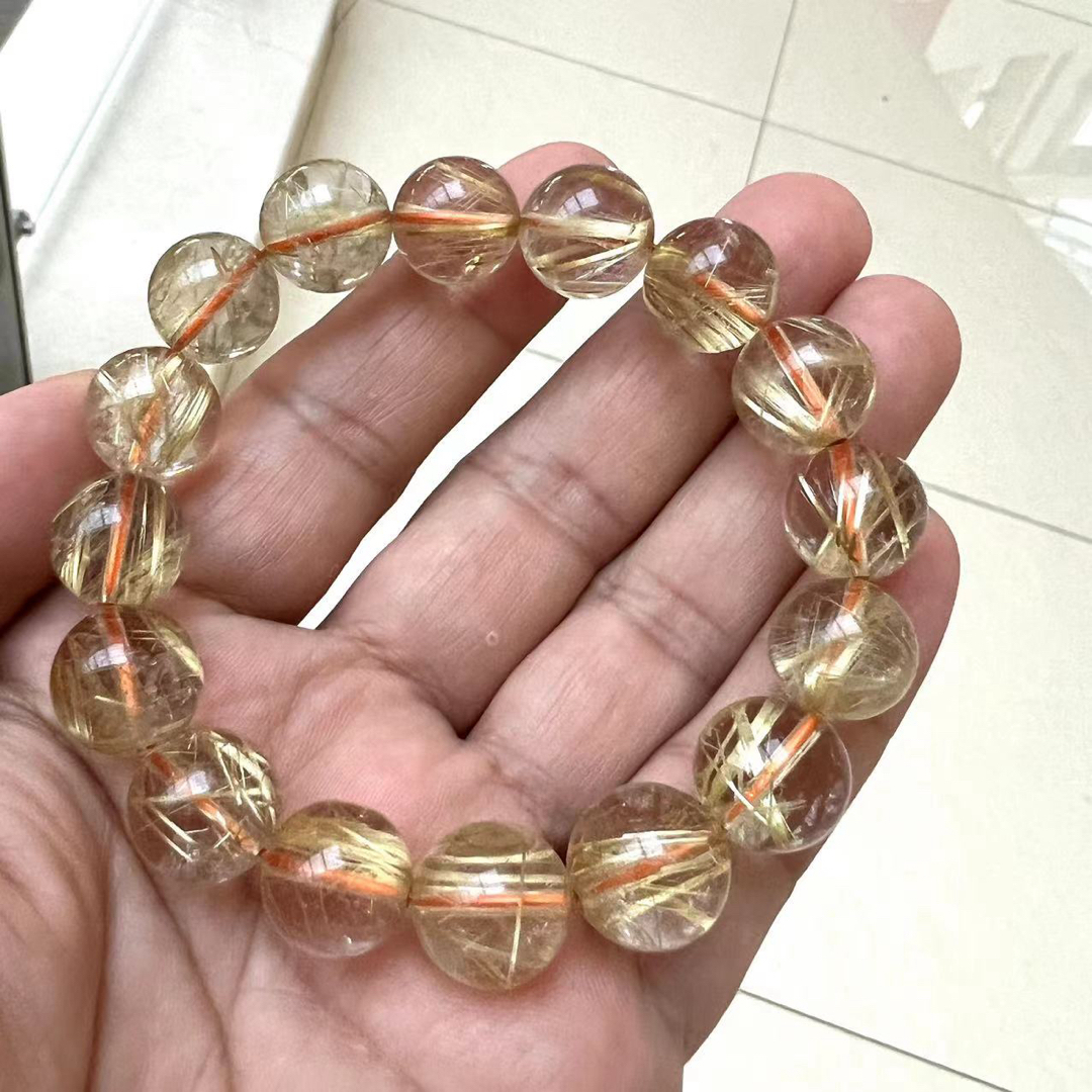 ⭐︎【天然】ゴールド ルチル クオーツ ブレスレット 13.4mm ⭐︎【天然】ゴールド ルチル クオーツ ブレスレット 13.4mm