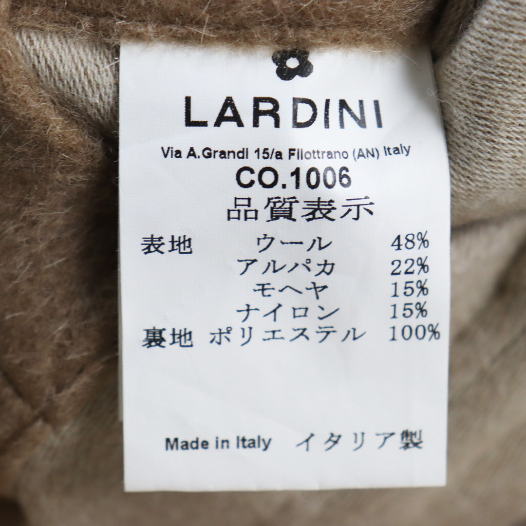 LARDINI(ラルディーニ)の極美品●LARDINI ラルディーニ アルパカ・モヘヤ混 ステンカラーコート ロングコート ベージュ 46 イタリア製 正規品 メンズ メンズのジャケット/アウター(ステンカラーコート)の商品写真