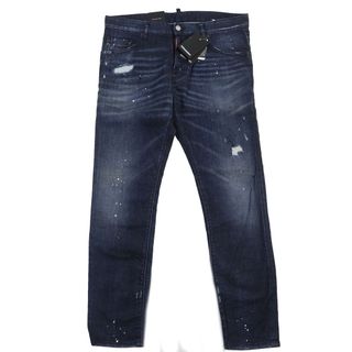 ディースクエアード(DSQUARED2)の未使用品●DSQUARED2 ディースクエアード S71LB0094 SKATER JEAN USED・ペンキ加工 デニムパンツ インディゴブルー 50 イタリア製 正規品 メンズ(ジャージ)