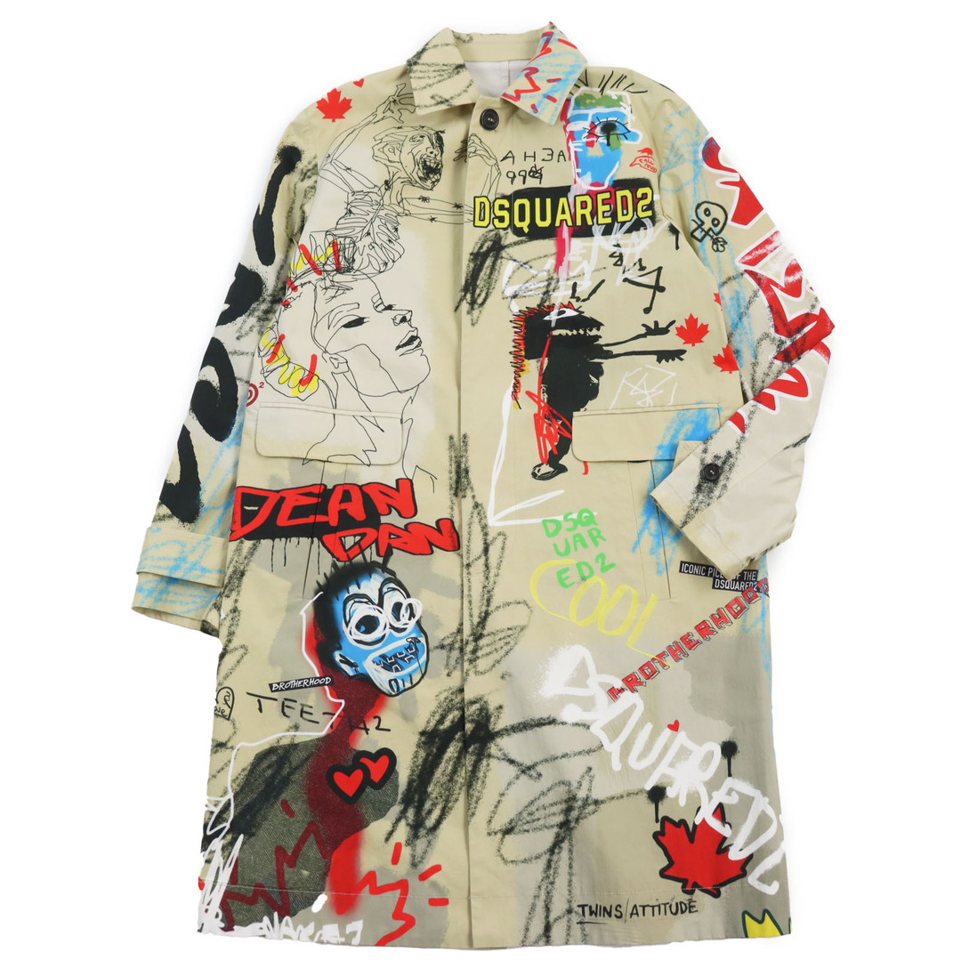 DSQUARED2(ディースクエアード)の極美品●DSQUARED2 ディースクエアード 22SS S74AA0248 Street Art Trench Coat トレンチコート マルチカラー 44 ガーメント付き イタリア製 メンズ 正規品 メンズのジャケット/アウター(トレンチコート)の商品写真